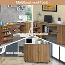 Folding Sewing Table Shelves Storage Cabinet Craft Cart with Wheels