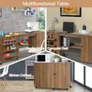 Folding Sewing Table Shelves Storage Cabinet Craft Cart with Wheels