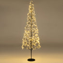 5/6/7 FT Lighted Alpine Tree with Warm White Light LED Lights Pre-lit Artificial Cedar Tree with Weighted Base