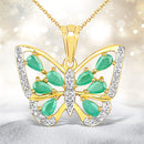 1.90 Carat Genuine Emerald and White Diamond .925 Sterling Silver Pendant