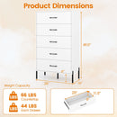 5-Drawer Modern Tall Chest of Drawers with Metal Legs-White