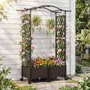 5 FT Self-Watering Planter Boxes with Lattice Trellis and Roof