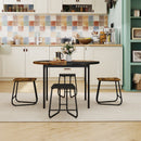 5-Piece Dining Set for 4 47 Inch Round Kitchen Table and 4 Stools-Brown