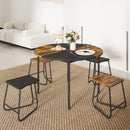 5-Piece Dining Set for 4 47 Inch Round Kitchen Table and 4 Stools-Brown