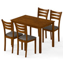 5-Piece Dining Table Set with Linen Fabric Upholstered Chairs and Solid Rubber Wood Frame for 4 People