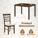 5-Piece Dining Table Set for 4 with Upholstered Chairs