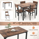 5 Piece Dining Table Set Industrial Style Kitchen Table and Chairs for 4