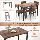 5 Piece Dining Table Set Industrial Style Kitchen Table and Chairs for 4
