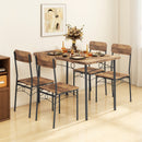 5-Piece Industrial Dining Table Set for 4 for Small Place Apartment-Brown