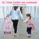5 Piece Kids Luggage Set with Backpack Neck Pillow Name Tag Lunch Bag-Pink