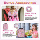 5 Piece Kids Luggage Set with Backpack Neck Pillow Name Tag Lunch Bag-Pink