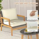 5 Piece Rattan Furniture Set Wicker Woven Sofa Set with 2 Tempered Glass Coffee Tables-Off White