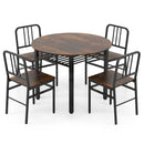 5-Piece Round Dining Table Set with Storage Shelf for Dining Room