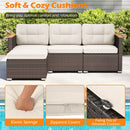 5-Piece Wicker Conversation Set Rattan Set with Cushions and Coffee Table-White