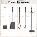 5-Pieces Fireplace Tool Set Indoor Outdoor Fire Place Set Tools with Aluminum Handles