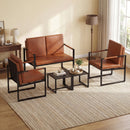Set of 2 Metal End Tables with Slatted Tabletop-Black