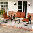 Set of 2 Metal End Tables with Slatted Tabletop-Black