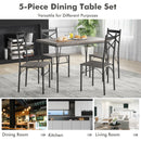 5 Pieces Dining Table Set with Metal Frame for Kitchen Dining Room-Gray