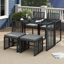 5 Pieces Outdoor Conversation Set with Removable Cushions for Backyard Porch-Gray