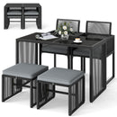 5 Pieces Outdoor Conversation Set with Removable Cushions for Backyard Porch-Gray