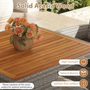 5 Pieces PE Wicker Patio Dining Set Outdoor Acacia Wood Table and Chairs-Black