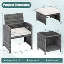 5 Pieces Patio Furniture Set PE Wicker Outdoor Lounge Chairs with 2 Ottomans