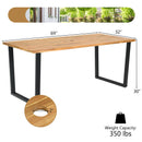 5 Pieces Patio Rattan Dining Set with Acacia Wood Tabletop and Armrests