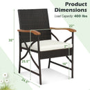 5 Pieces Patio Rattan Dining Set with Acacia Wood Tabletop and Armrests