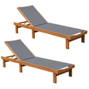 Adjustable Wood Chaise Lounge Chair with 5-Position Backrest