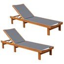 Adjustable Wood Chaise Lounge Chair with 5-Position Backrest