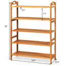 5-Tier Bamboo FreeStanding Shoe Rack-Natural
