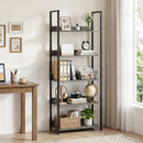 5-Tier Bookshelf Tall Wooden Open Bookcase with Back Panels