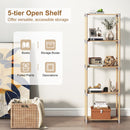 5-Tier Pine Wood Bookshelf with Open Shelves