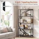5-Tier Bookshelf with Half-Moon Shape for Living Room and Home Office