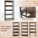 5-Tier Bookshelf with Adjustable and Tiltable Shelves