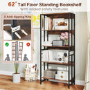 5-Tier Bookshelf with Adjustable and Tiltable Shelves