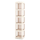 5-Tier Foldable Rotating Bookshelf 360° Spinning Bookcase with Swivel Base-White