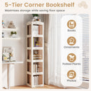 5-Tier Foldable Rotating Bookshelf 360° Spinning Bookcase with Swivel Base-White