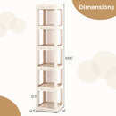 5-Tier Foldable Rotating Bookshelf 360° Spinning Bookcase with Swivel Base-White