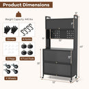 5 Tier Kitchen Bakers Rack with Lights Multifunctional Microwave Stand with Flip Door Cabinets