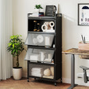5-Tier Kitchen Storage Cabinet with Rolling Wheels - White