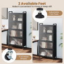 5-Tier Kitchen Storage Cabinet with Rolling Wheels - White