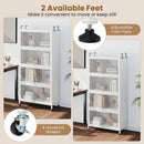 5-Tier Kitchen Storage Cabinet with Rolling Wheels - White