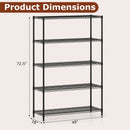 5-Tier Metal Storage Shelving Unit with V-Shaped Wire Rack-Black
