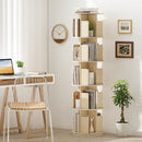 5-Tier Rotating Bookshelf 360° Display Rack with Dividers and Anti-falling Baffles