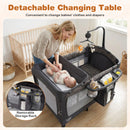 5-in-1 Bedside Bassinet with Diaper Changer and Mattress-Gray