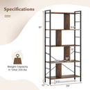 5-tier Bookcase 61 Inch Tall Industrial Bookshelf with Metal Frame