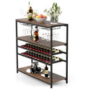 5-tier Wine Rack Table with Glasses Holder