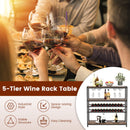 5-tier Wine Rack Table with Glasses Holder