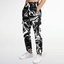 Black and White Oil Spill Unisex Cargo Joggers (Fleece Lined)